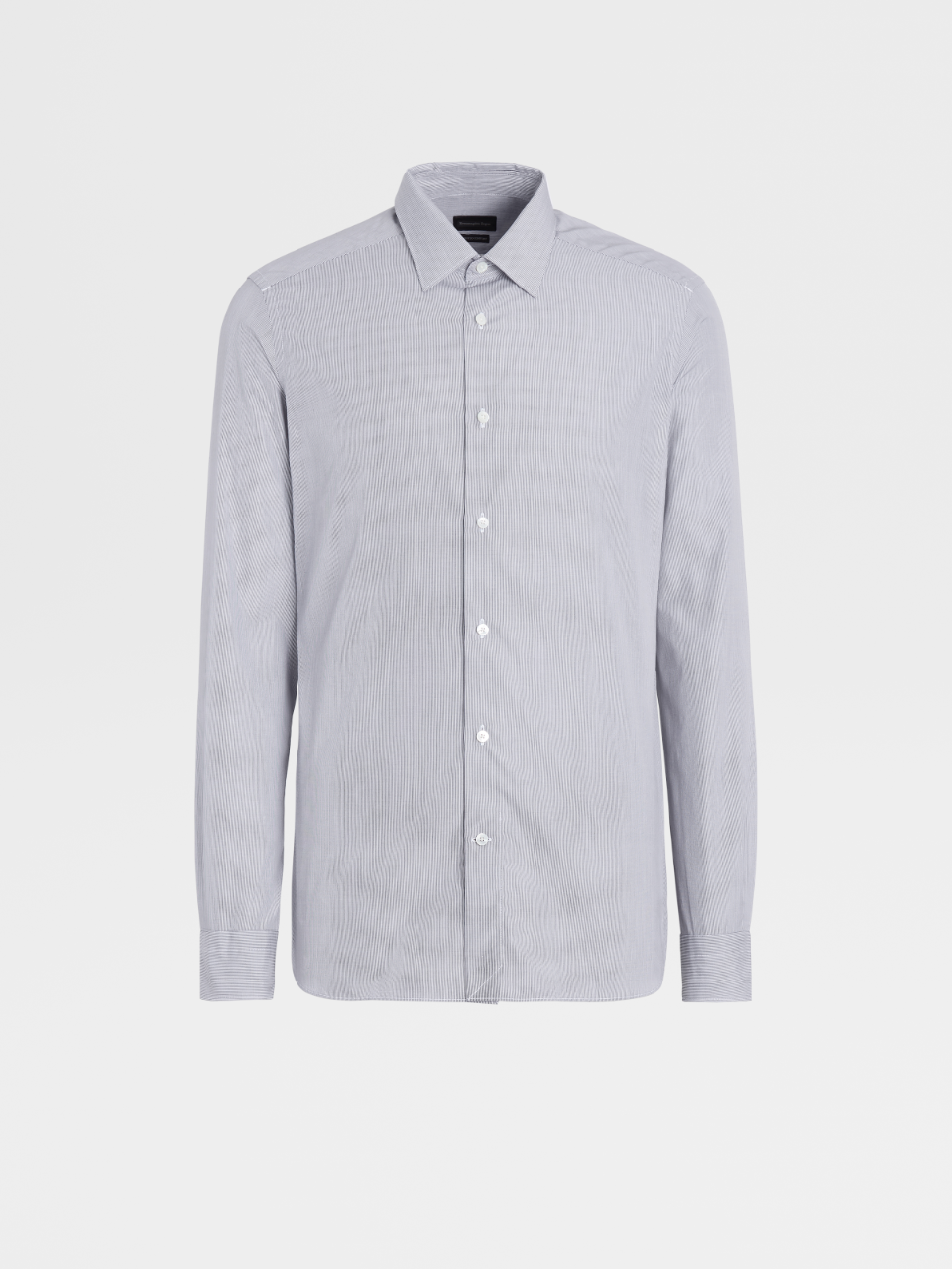 深灰色细条纹Trofeo™Comfort棉质精裁衬衫，City修身版型